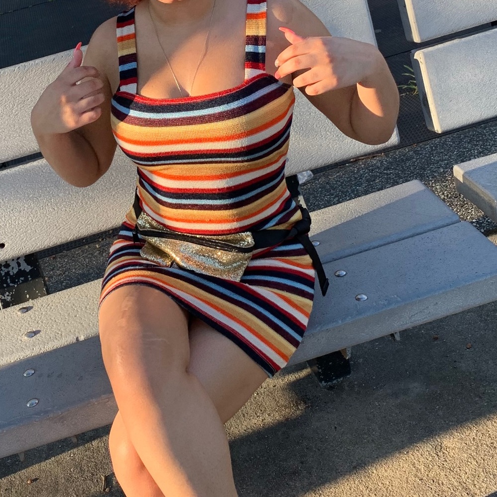 Multicolor striped mini dress